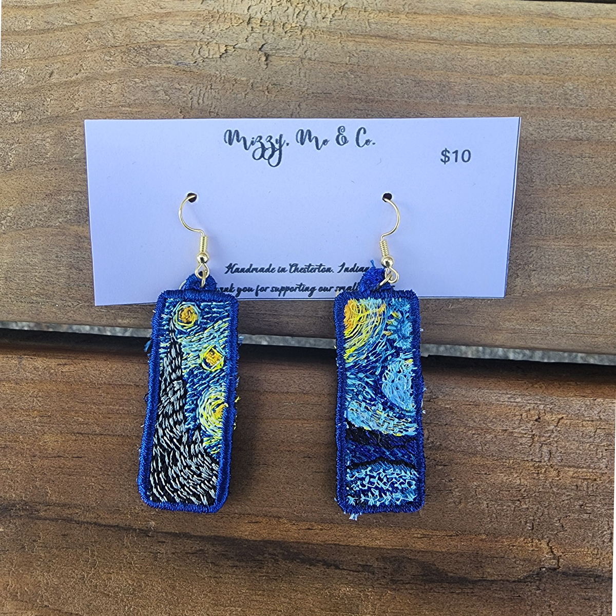 Van Gough Inspired Embroidered Earrings