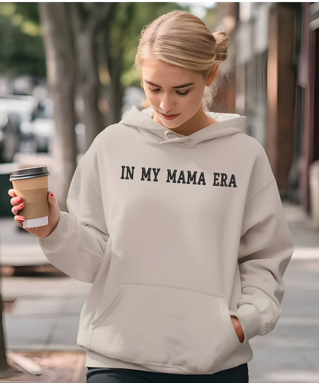 Image of a Mizzy Mo & Co embroidered sweatshirt that says "In My Mama Era"