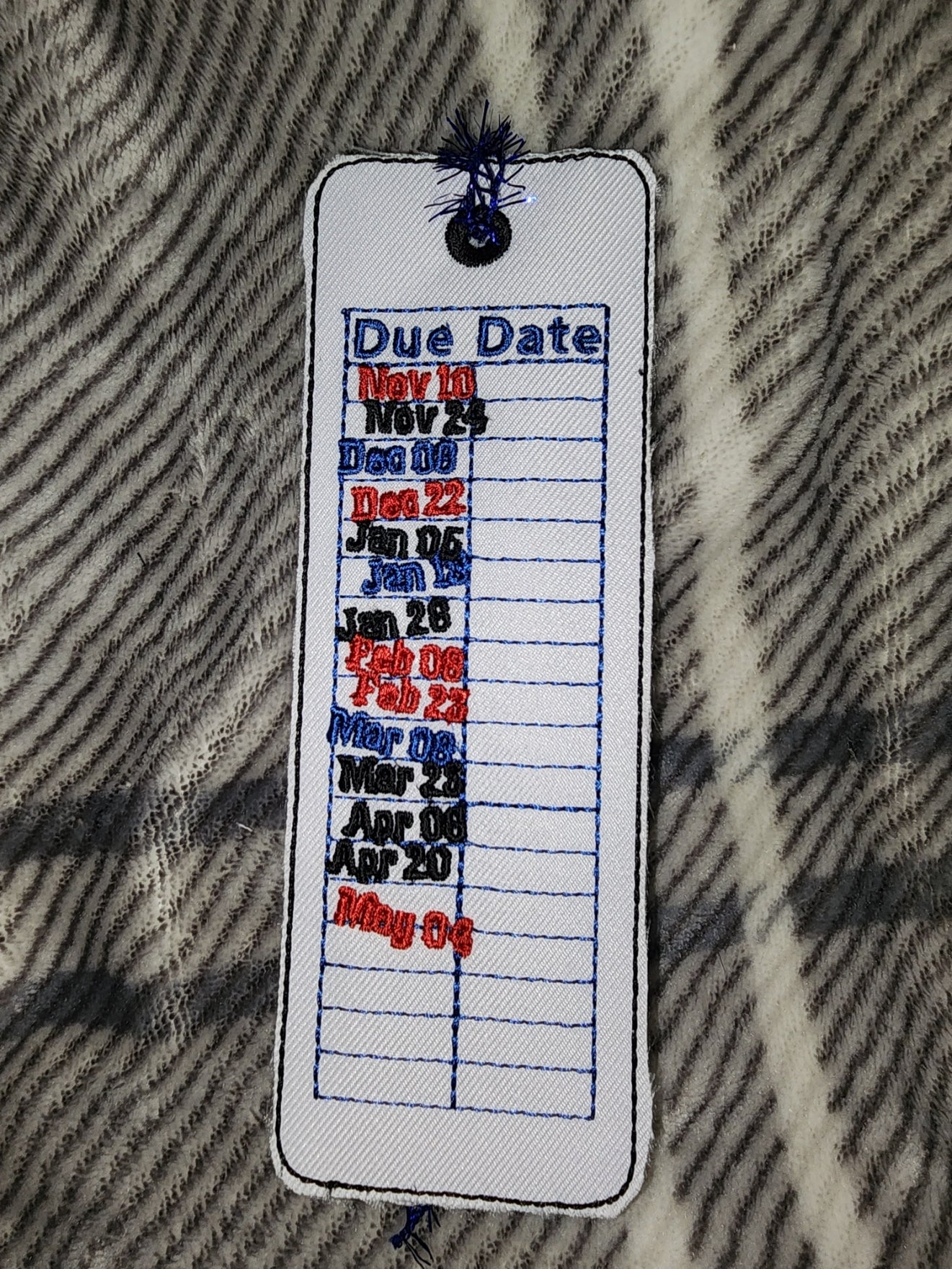 Vintage Library Embroidered Bookmark