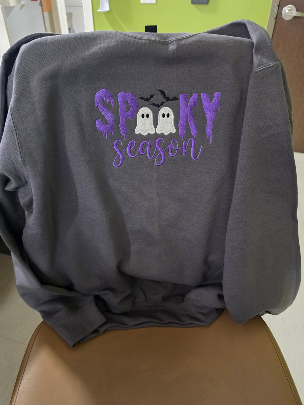 Spooky Season Applique Crewneck Sweatshirt-Adult sizes