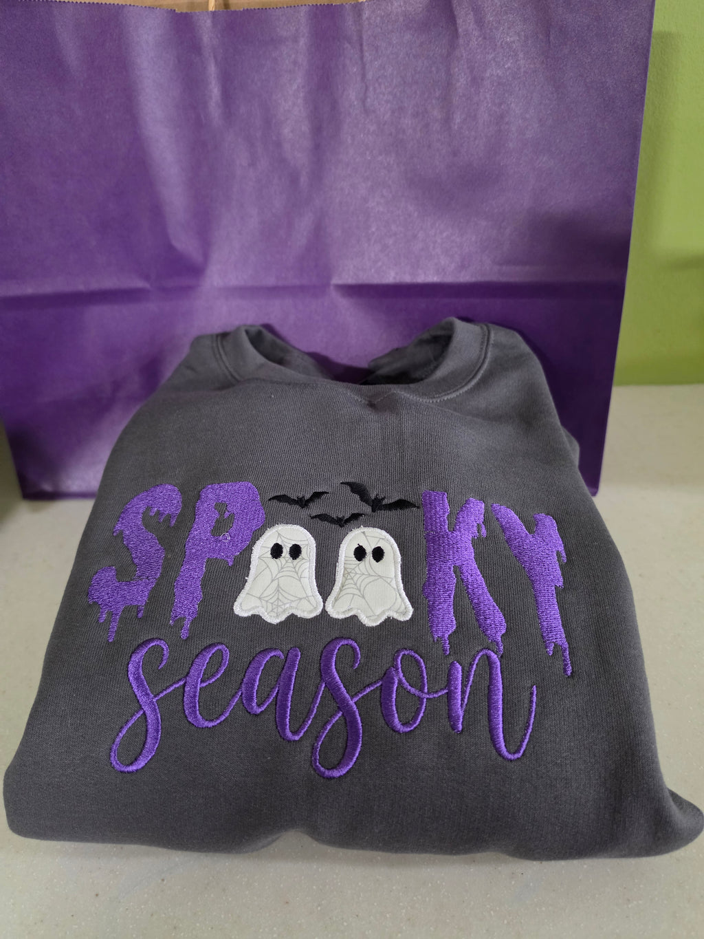 Spooky Season Applique Crewneck Sweatshirt-Adult sizes
