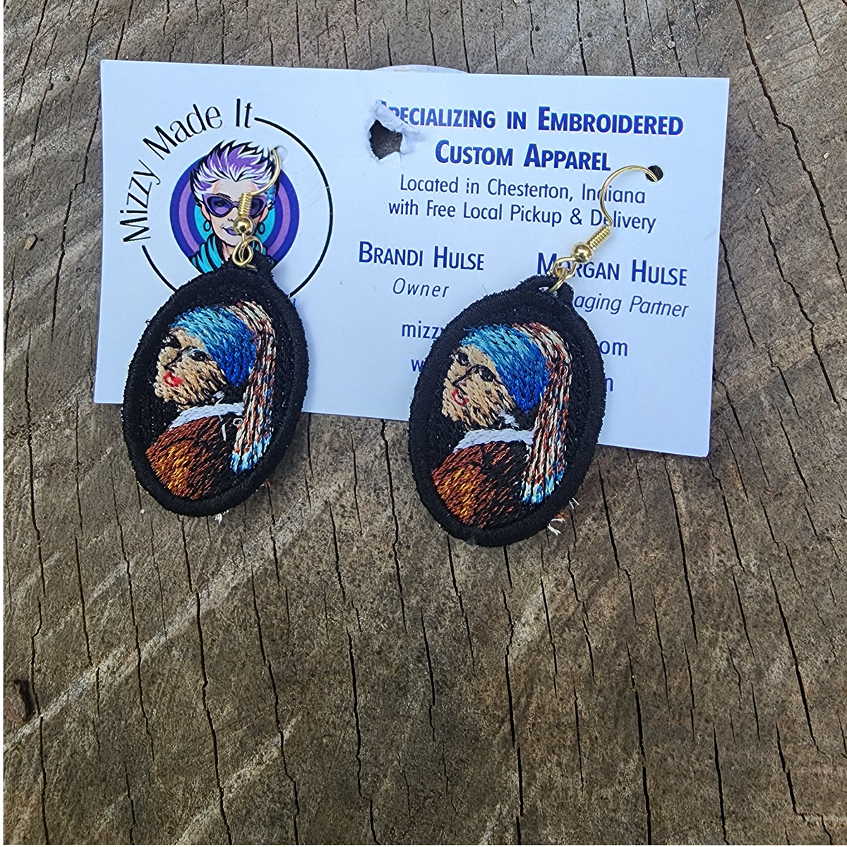 Van Gogh Inspired Embroidered Lace Earrings
