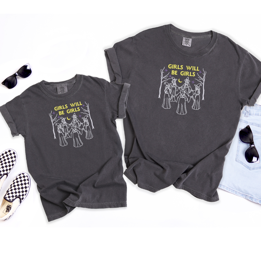 Witchy "Girls Will Be Girls" Adult Tee