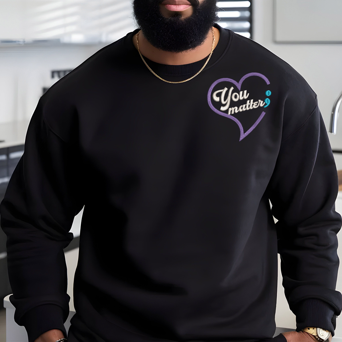 Suicide Prevention Awareness Embroidered Crewneck Sweatshirt