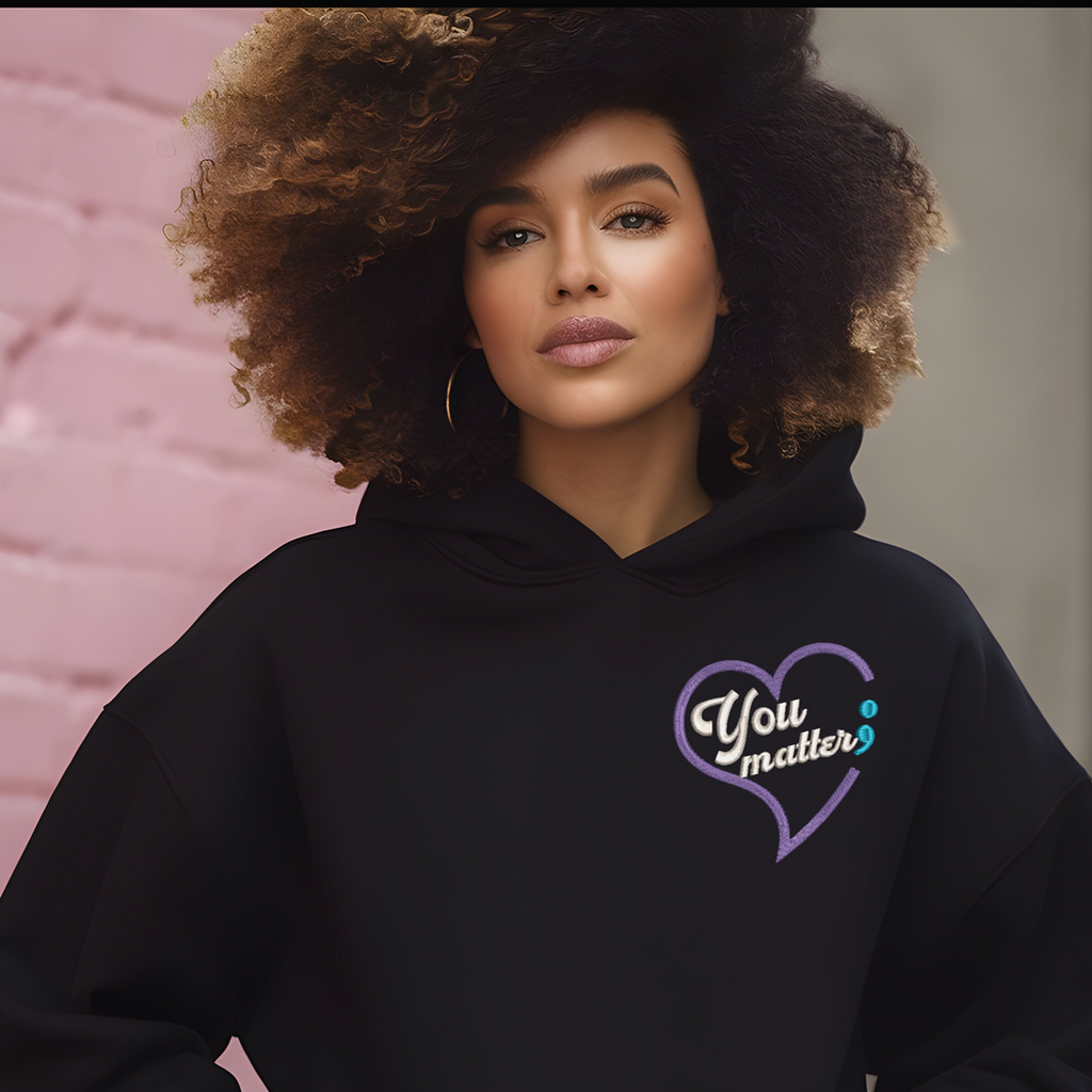Suicide Prevention Awareness Embroidered Pullover Hoodie