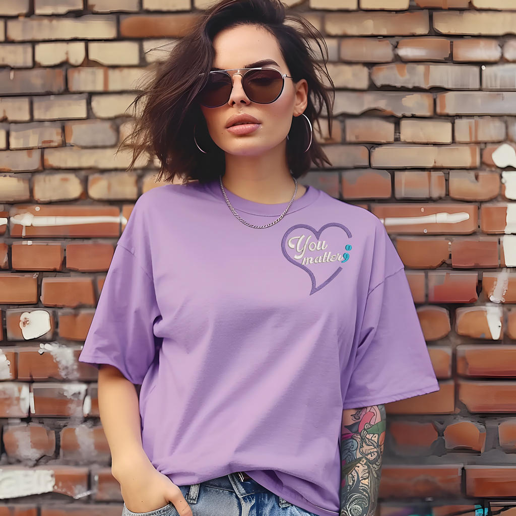 Suicide Prevention Awareness  Embroidered Short Sleeve Tshirt