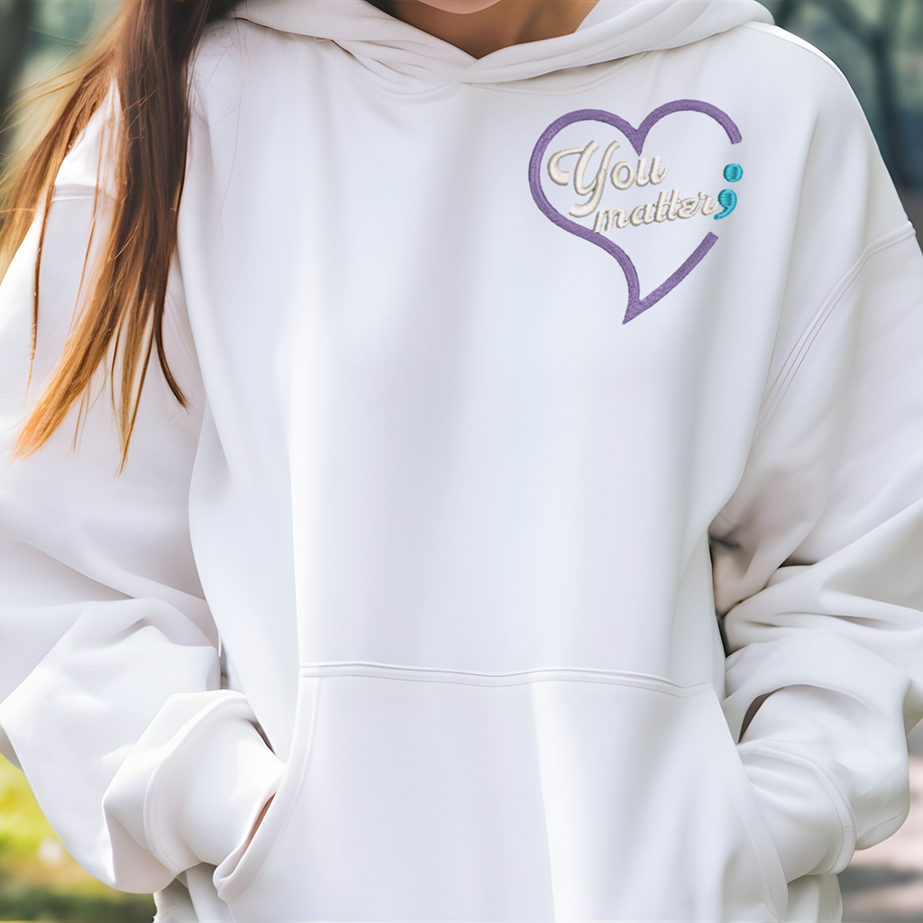 Suicide Prevention Awareness Embroidered Pullover Hoodie