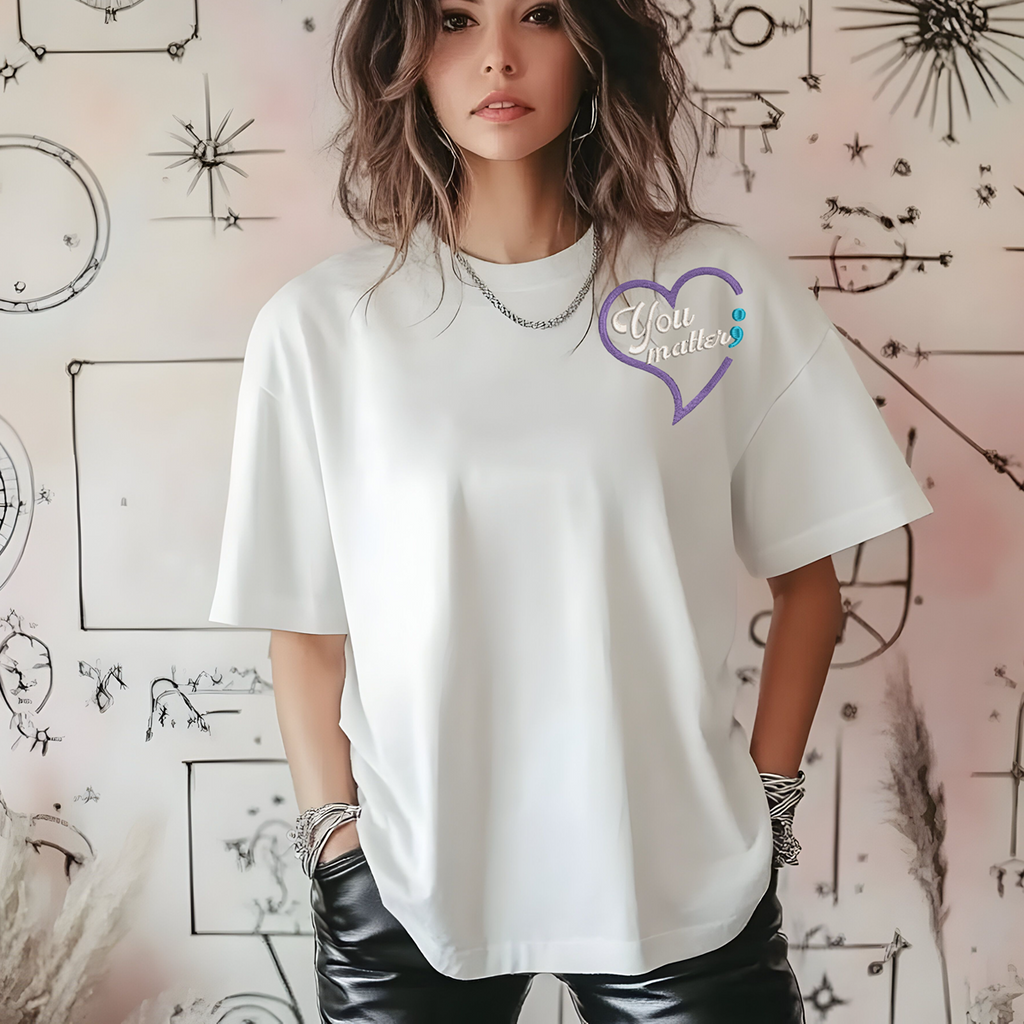 Suicide Prevention Awareness  Embroidered Short Sleeve Tshirt
