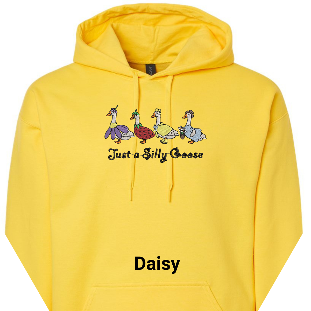 Embroidered Spring Silly Goose Pullover Hoodie