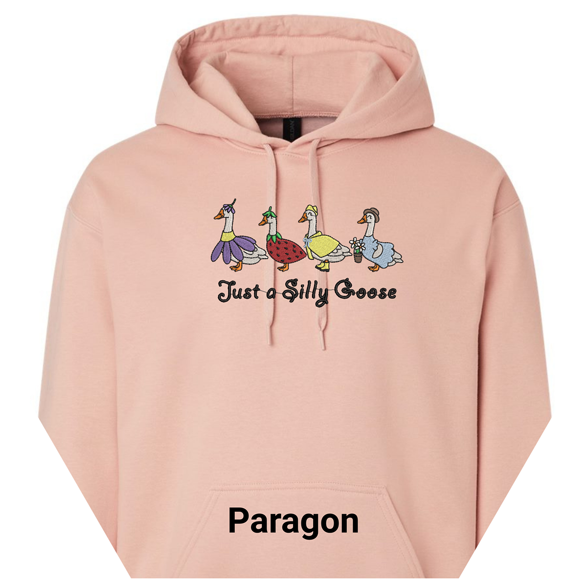 Embroidered Spring Silly Goose Pullover Hoodie