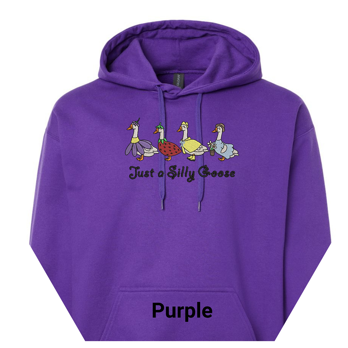 Embroidered Spring Silly Goose Pullover Hoodie