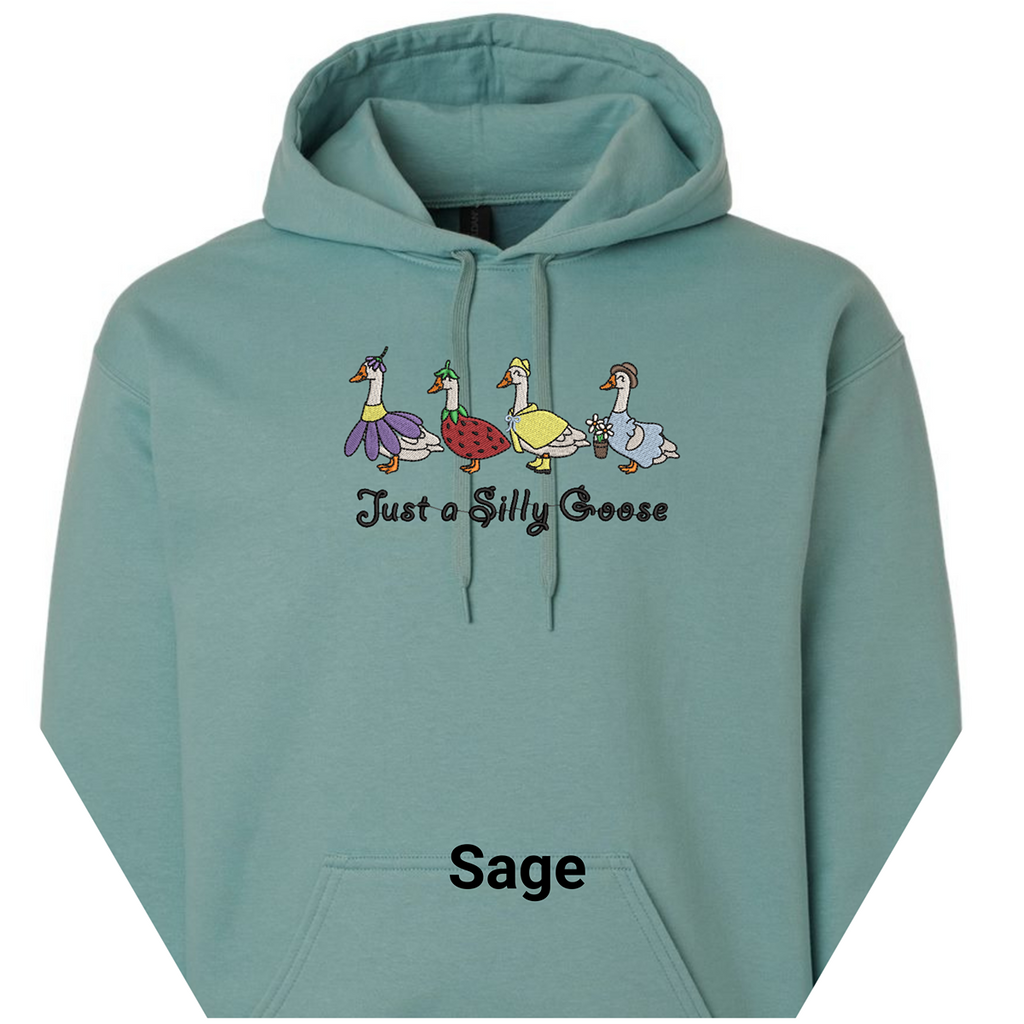 Embroidered Spring Silly Goose Pullover Hoodie