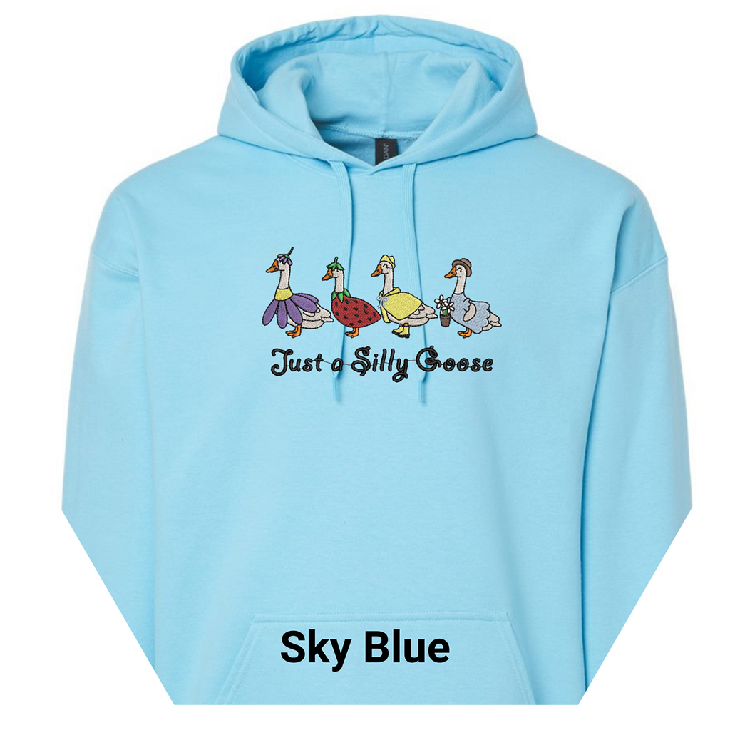 Embroidered Spring Silly Goose Pullover Hoodie