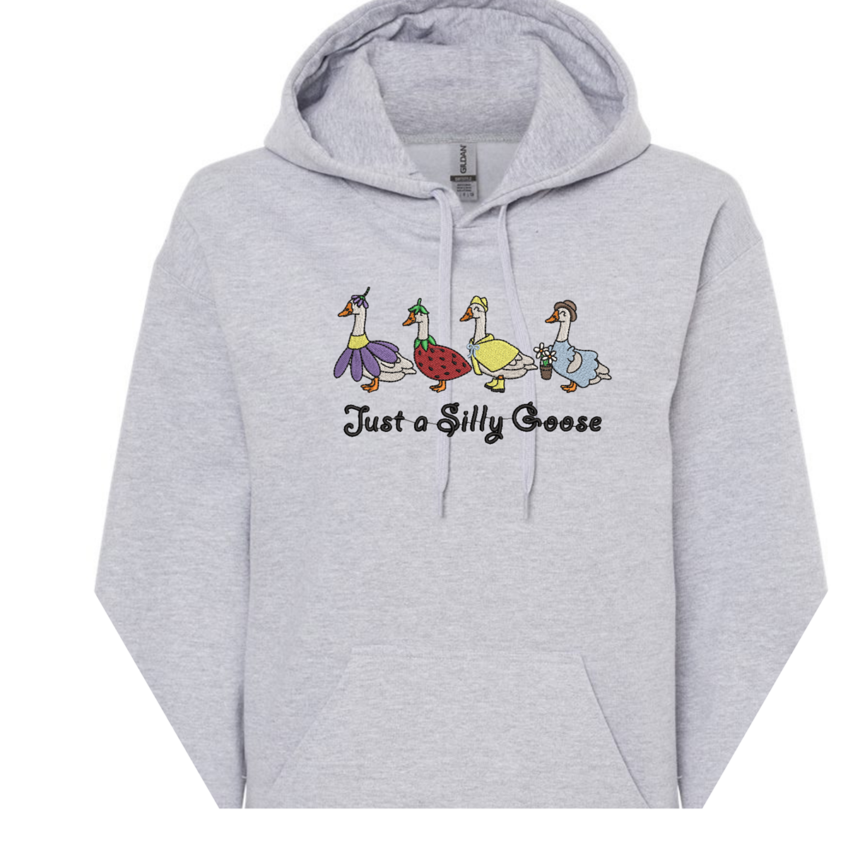 Embroidered Spring Silly Goose Pullover Hoodie