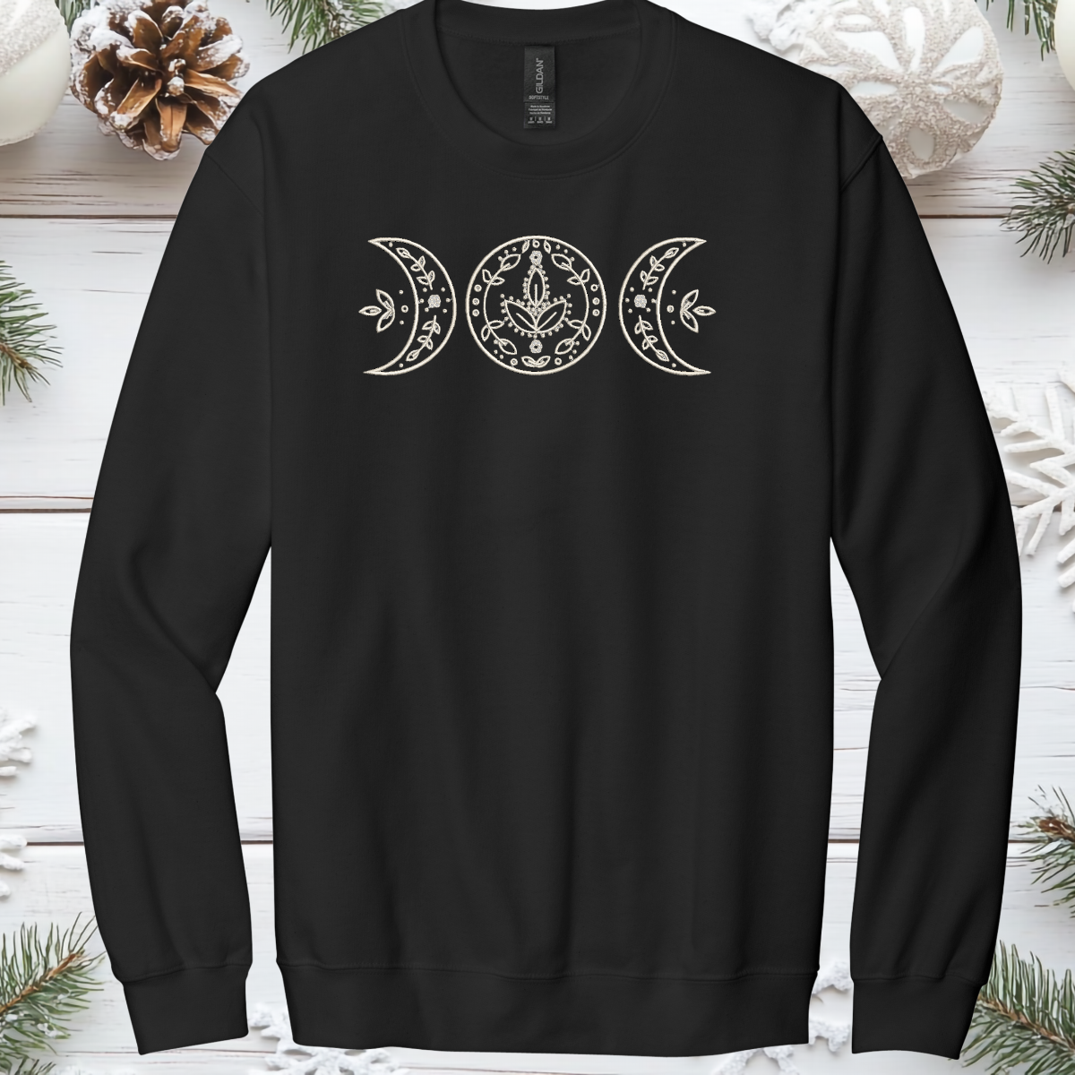 Triple Moon Embroidered Crewneck
