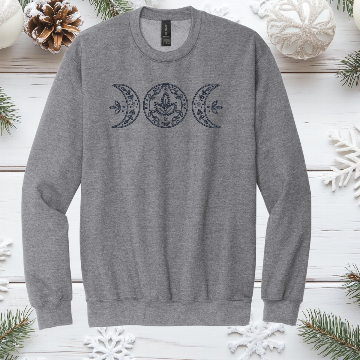 Triple Moon Embroidered Crewneck