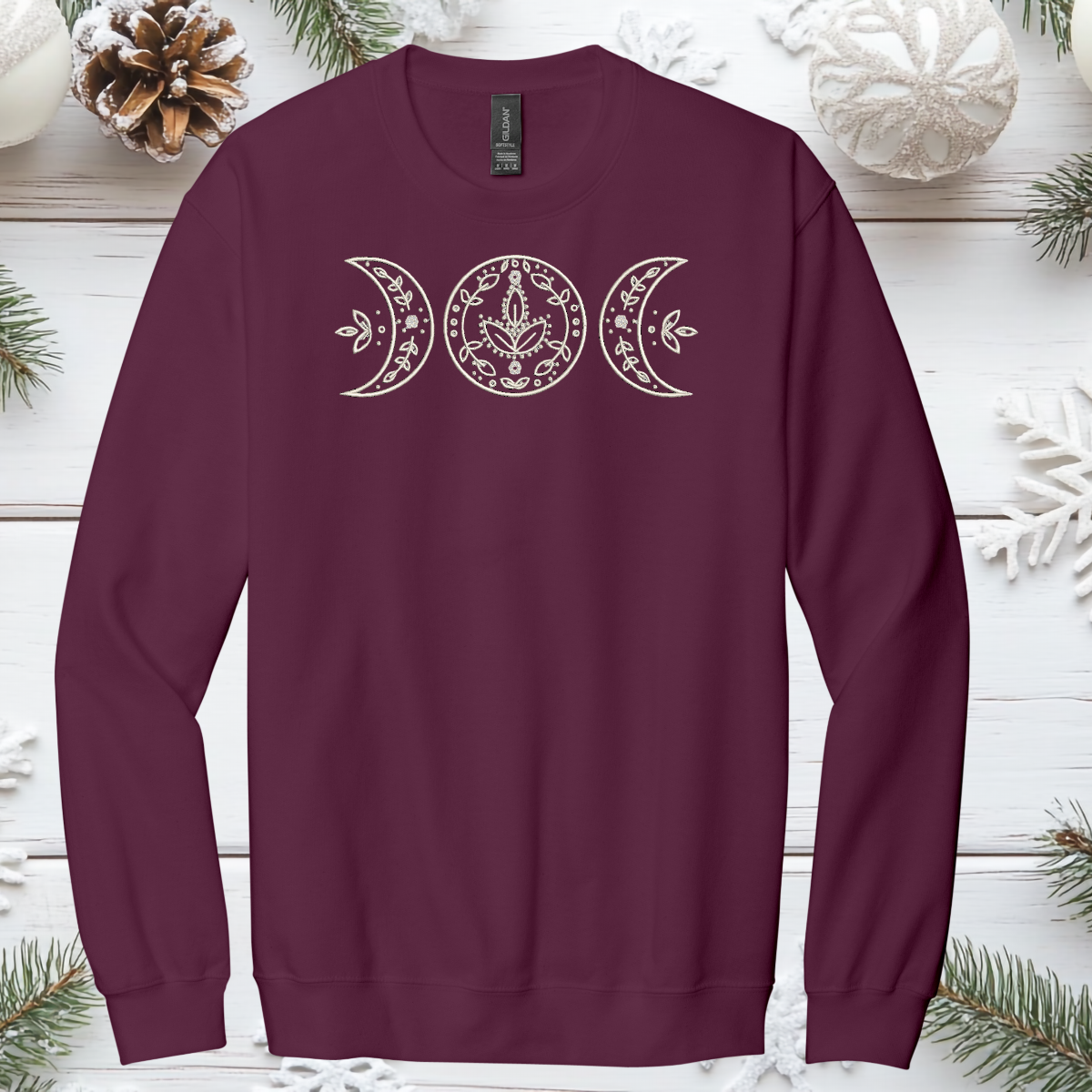 Triple Moon Embroidered Crewneck