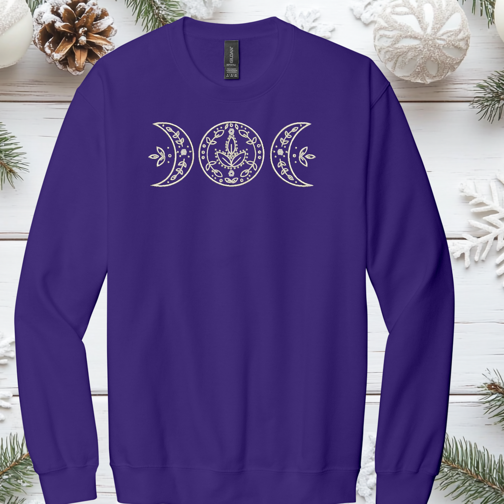 Triple Moon Embroidered Crewneck