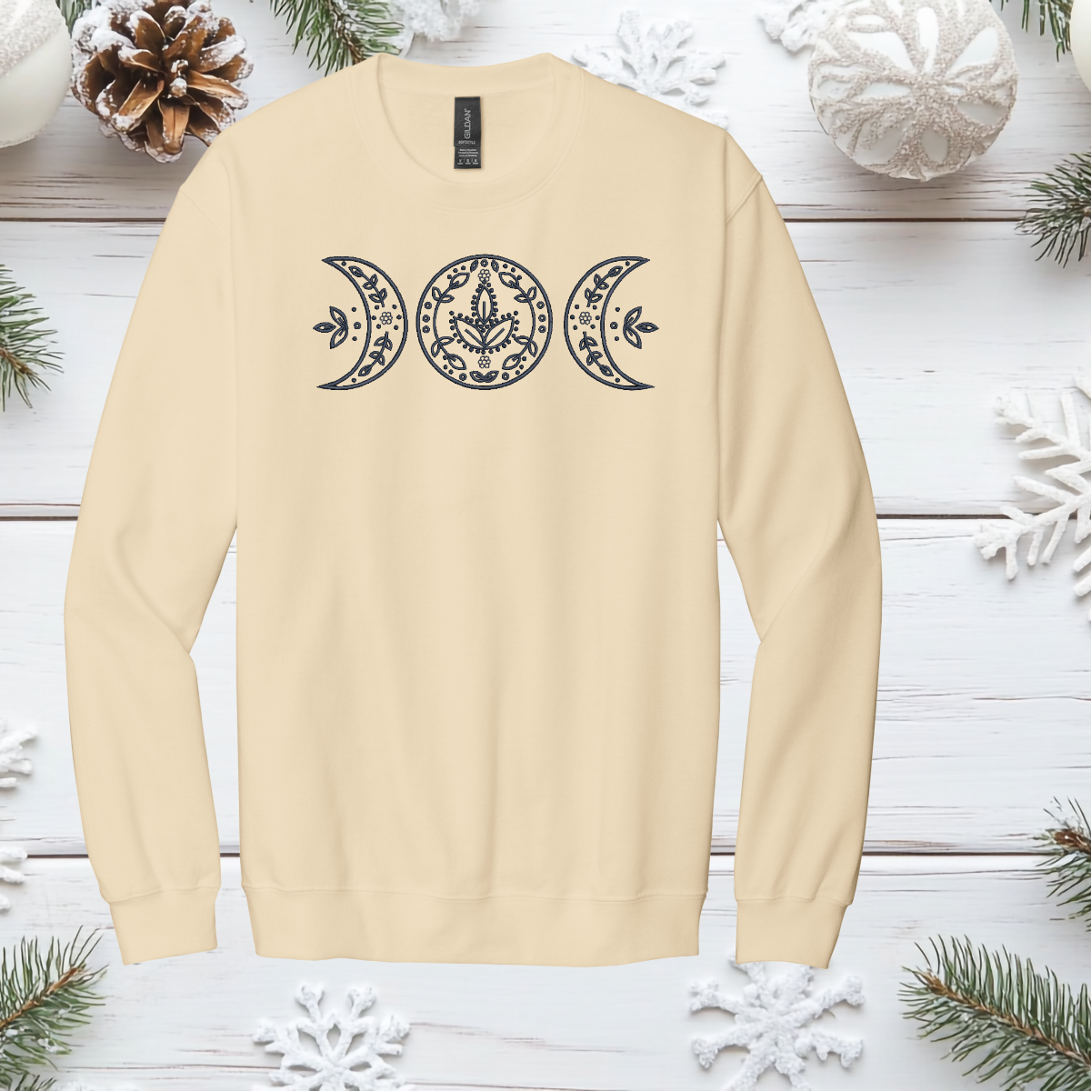 Triple Moon Embroidered Crewneck