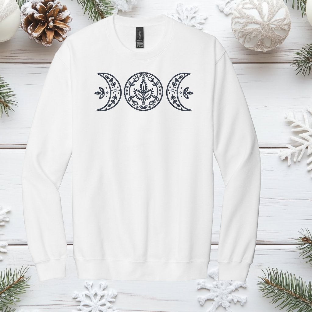 Triple Moon Embroidered Crewneck