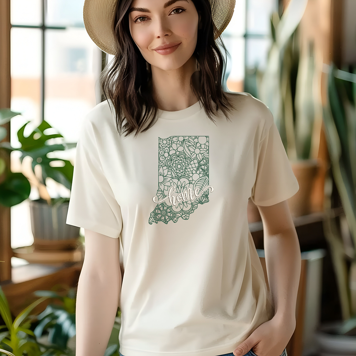 Indiana Home Embroidered Tee