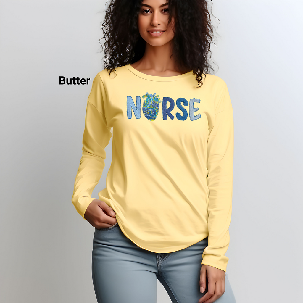 Van Gogh Inspired Heart Nurse Long Sleeve Tee
