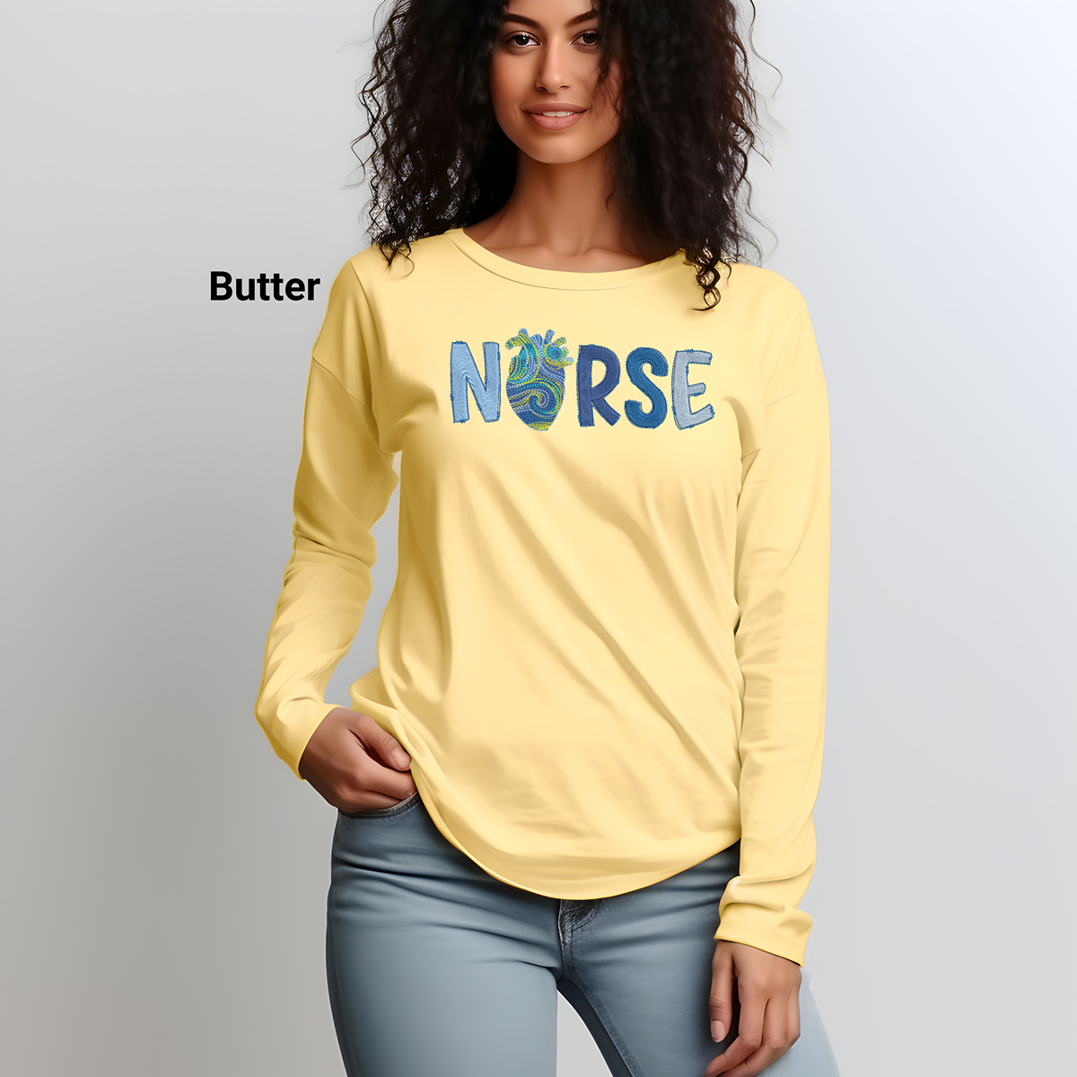 Van Gogh Inspired Heart Nurse Long Sleeve Tee
