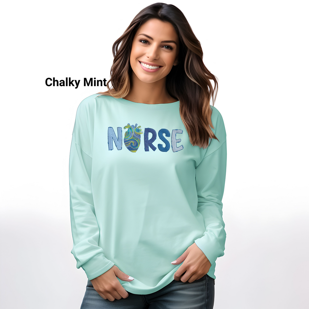 Van Gogh Inspired Heart Nurse Long Sleeve Tee
