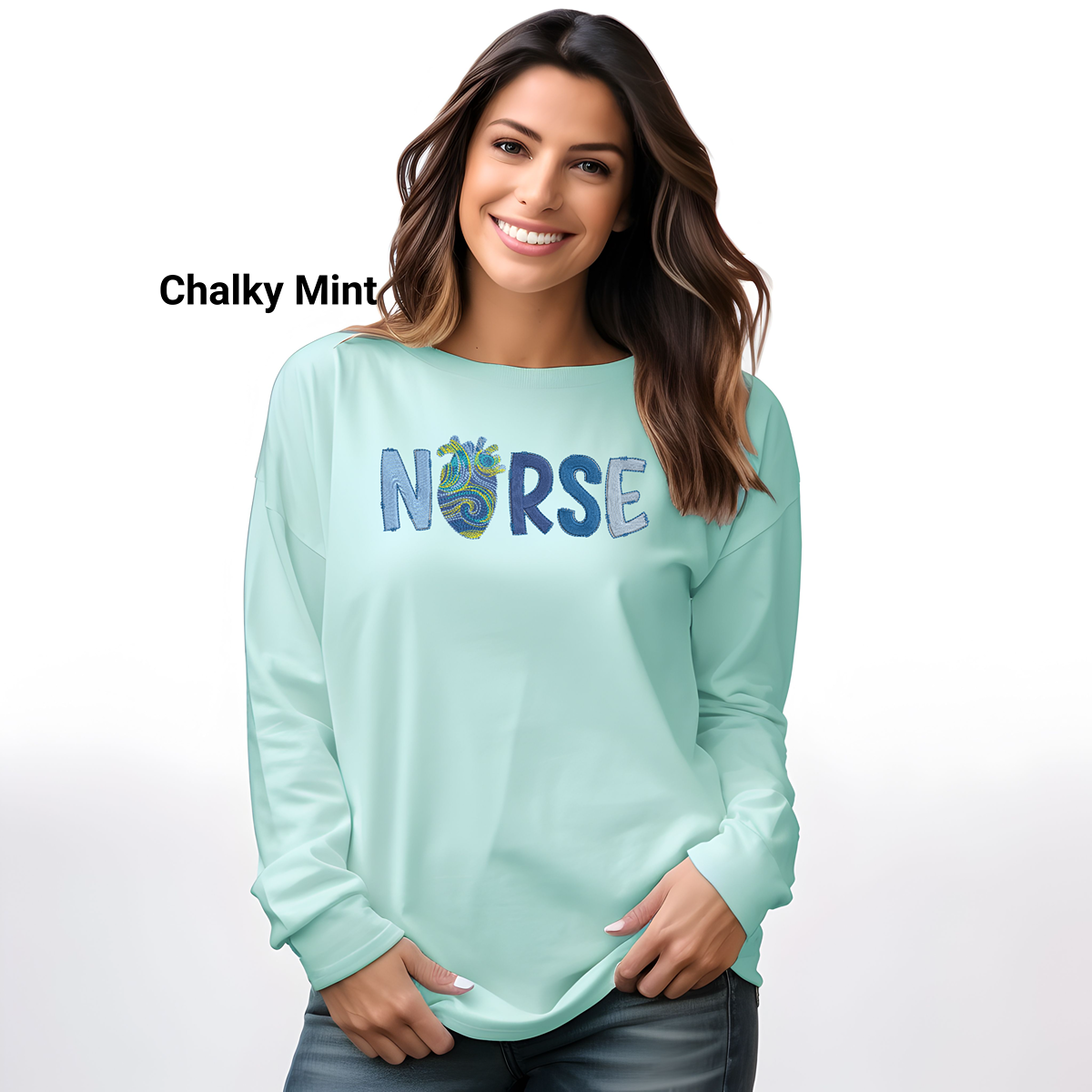 Van Gogh Inspired Heart Nurse Long Sleeve Tee