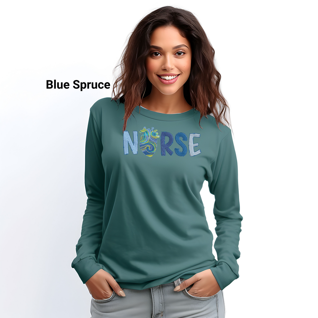 Van Gogh Inspired Heart Nurse Long Sleeve Tee