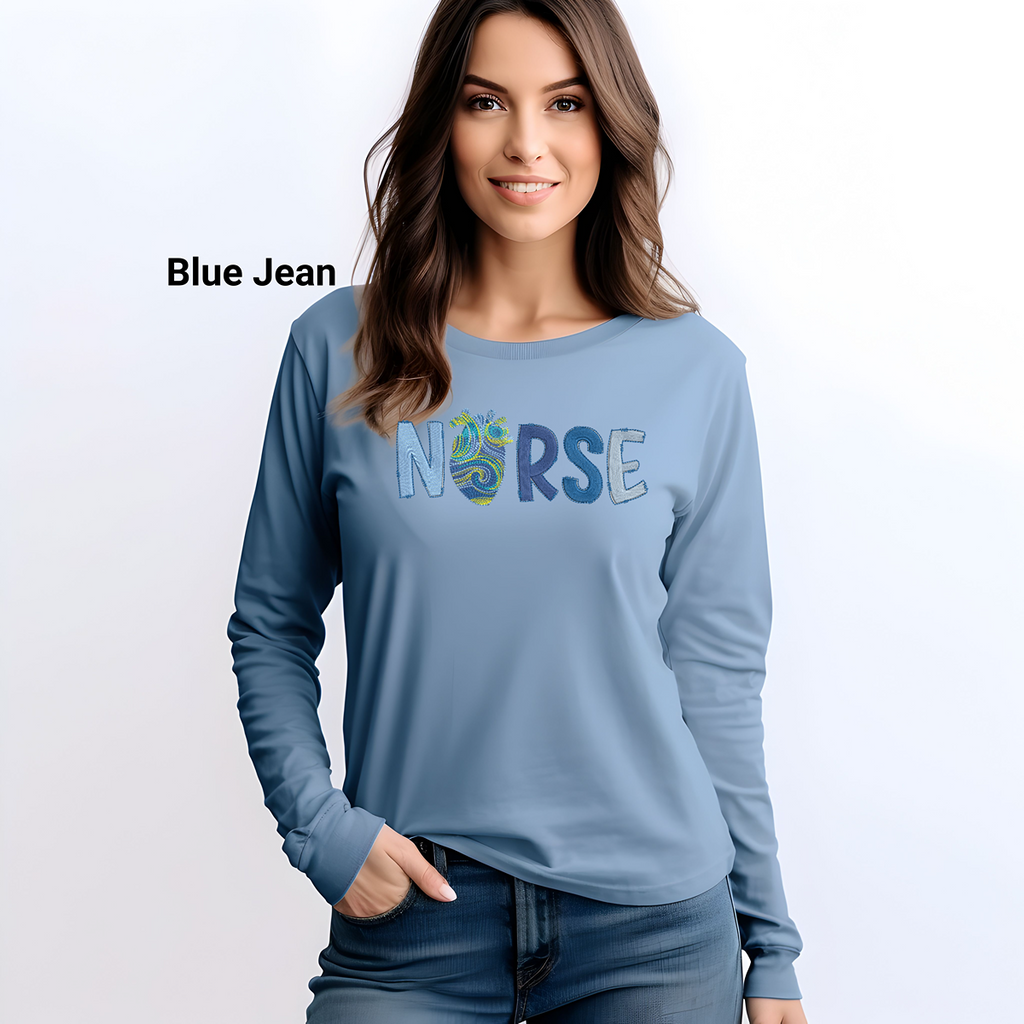Van Gogh Inspired Heart Nurse Long Sleeve Tee