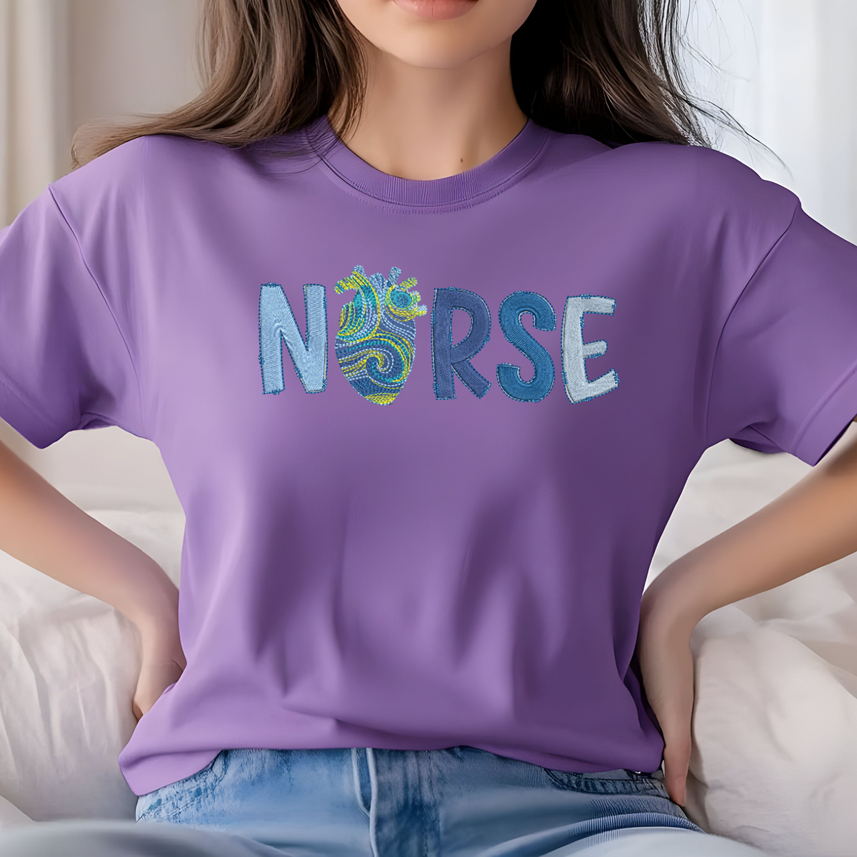 Van Gogh Inspired Heart Nurse Tee