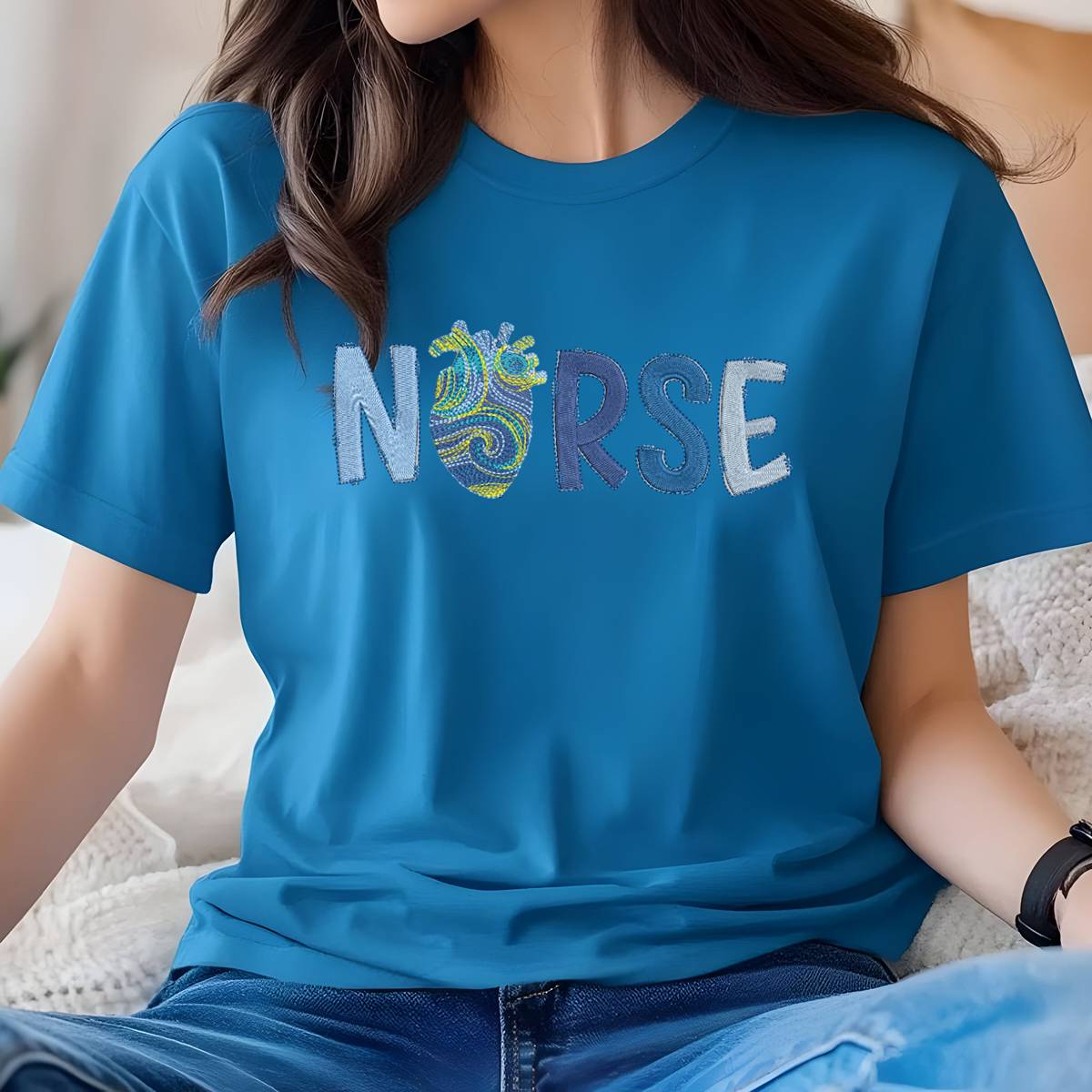 Van Gogh Inspired Heart Nurse Tee