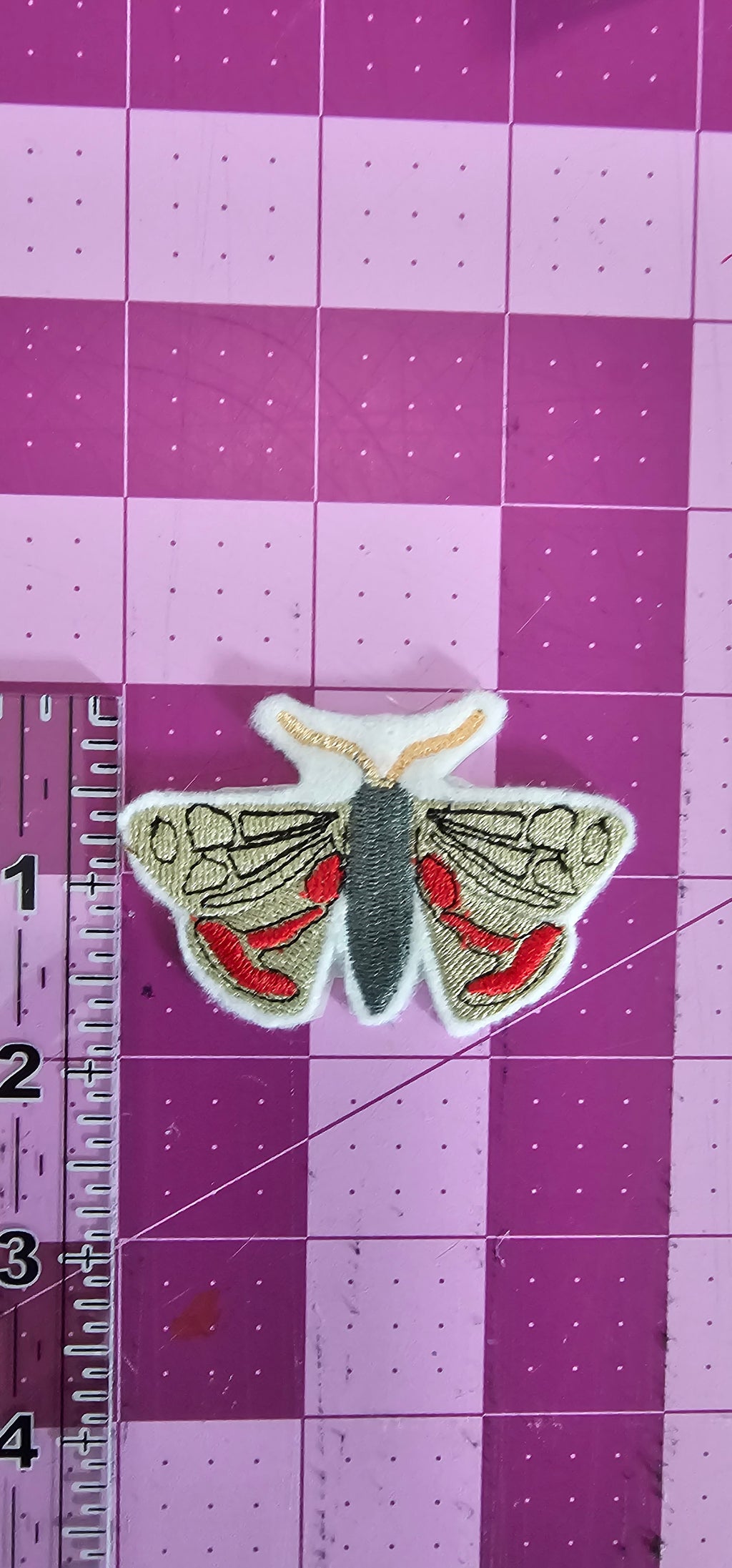 Red and Gray Moth Patch